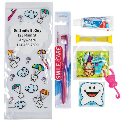 Custom Youth Dental Paratrooper Zippered Bag Dental Kits with Flossers